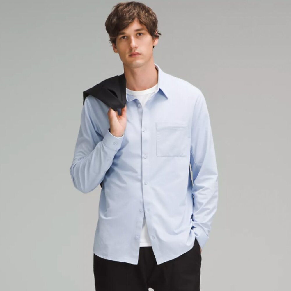 Lululemon Commission Long-Sleeve Shirt Pocket Heather Blue Medium